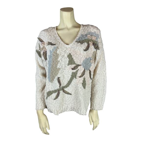 Vintage Sheridan Square Womens sweater Granny Cottagecore Retro 80s medium Knit - Picture 2 of 11